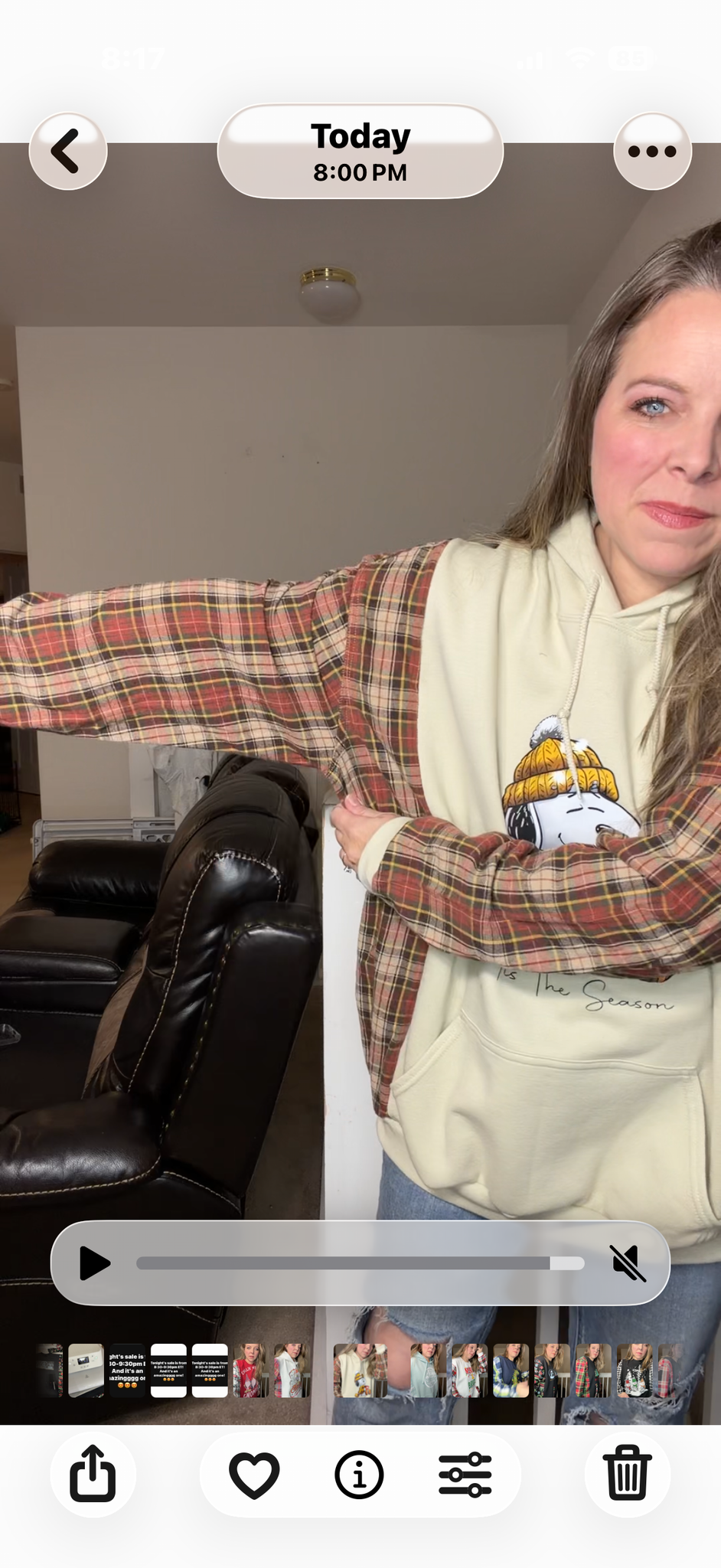 Upcycled Snoopy - women's 3X midweight sweatshirt with flannel sleeves