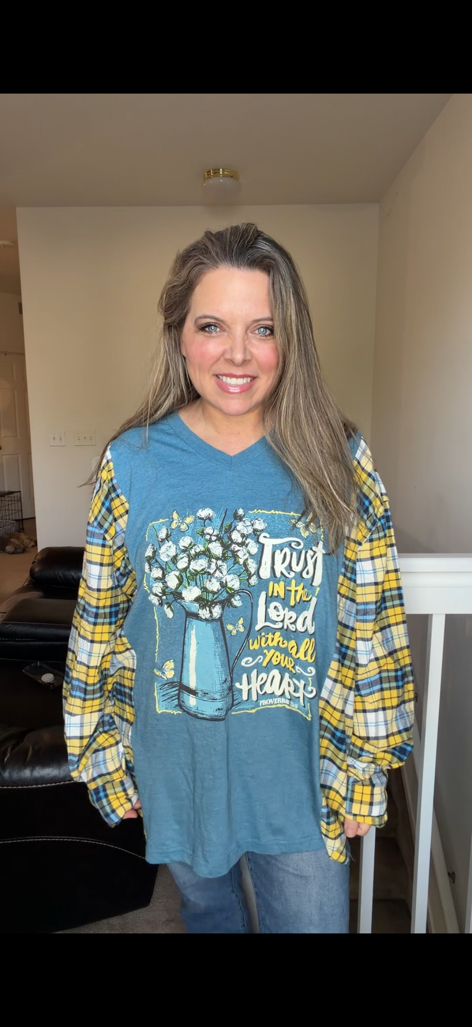 Upcycled Trust Lord - women's 2X/3X T-shirt with cotton sleeves