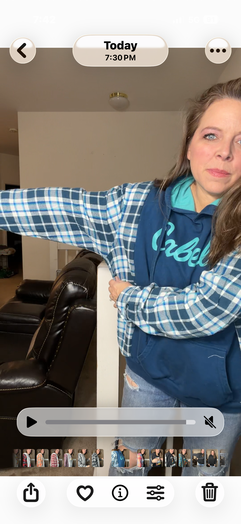 Upcycled Cabelas - women's XL midweight sweatshirt with flannel sleeves