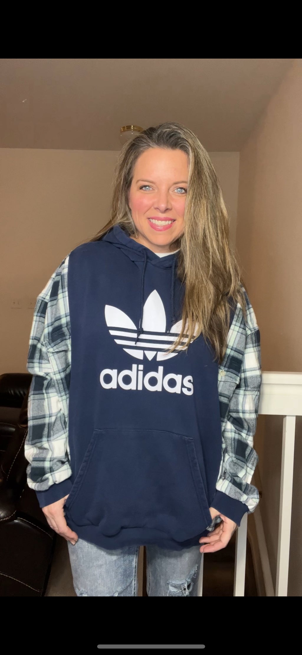 Adidas - woman’s 1X/2X - thick sweatshirt with flannel sleeves
