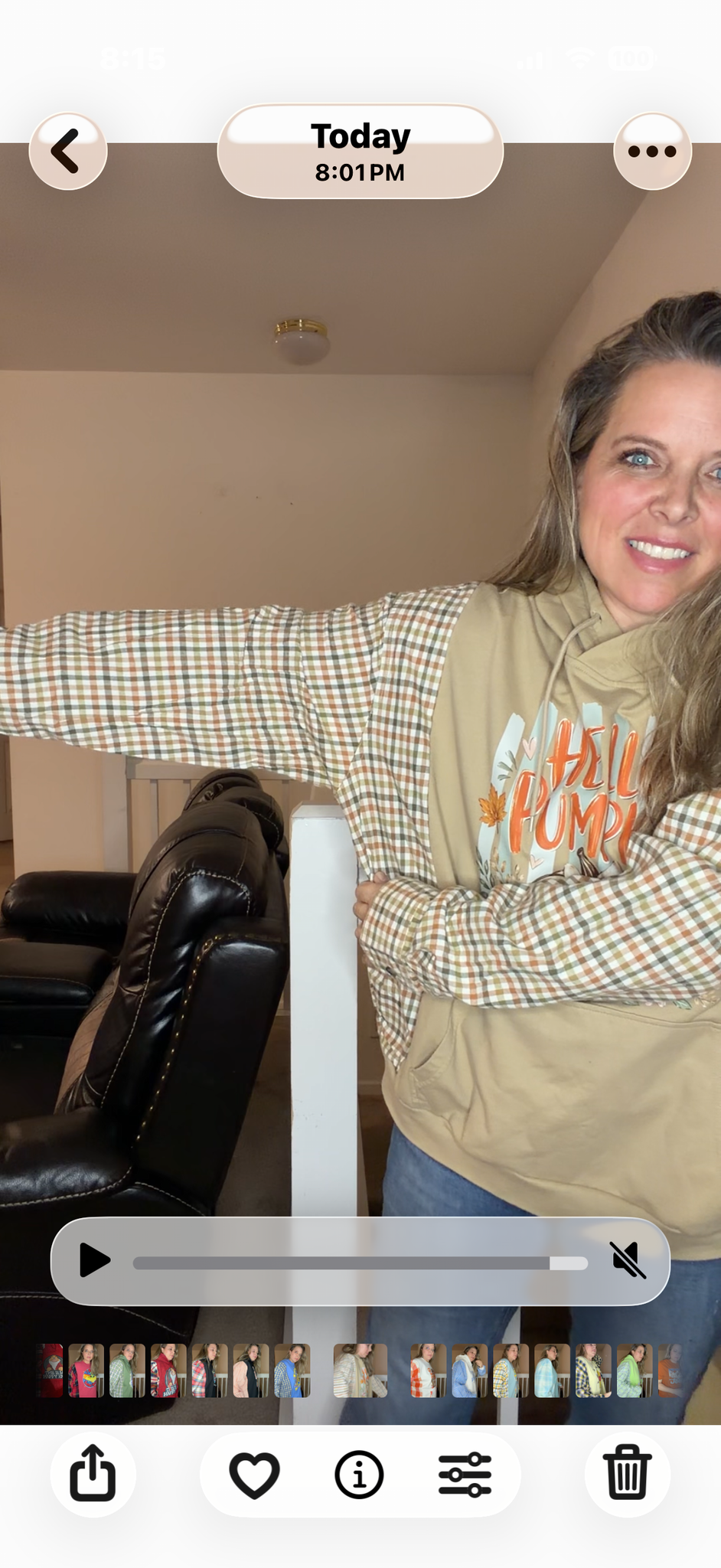 Upcycled Hello Pumpkin - women's medium/large French Terry sweatshirt with flannel sleeves ￼
