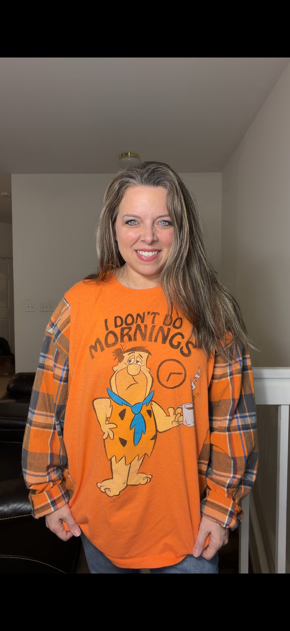 Upcycled Fred - women's 3X T-shirt with flannel sleeves