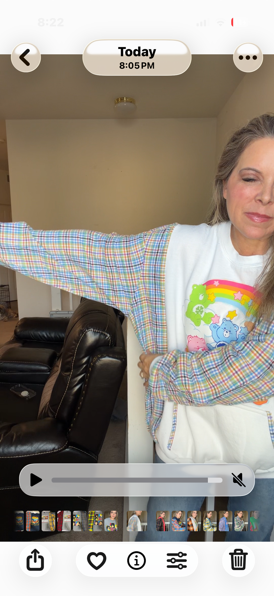 Upcycled Carebears - women's 2X/3X midweight Sweatshirt with cotton sleeves
