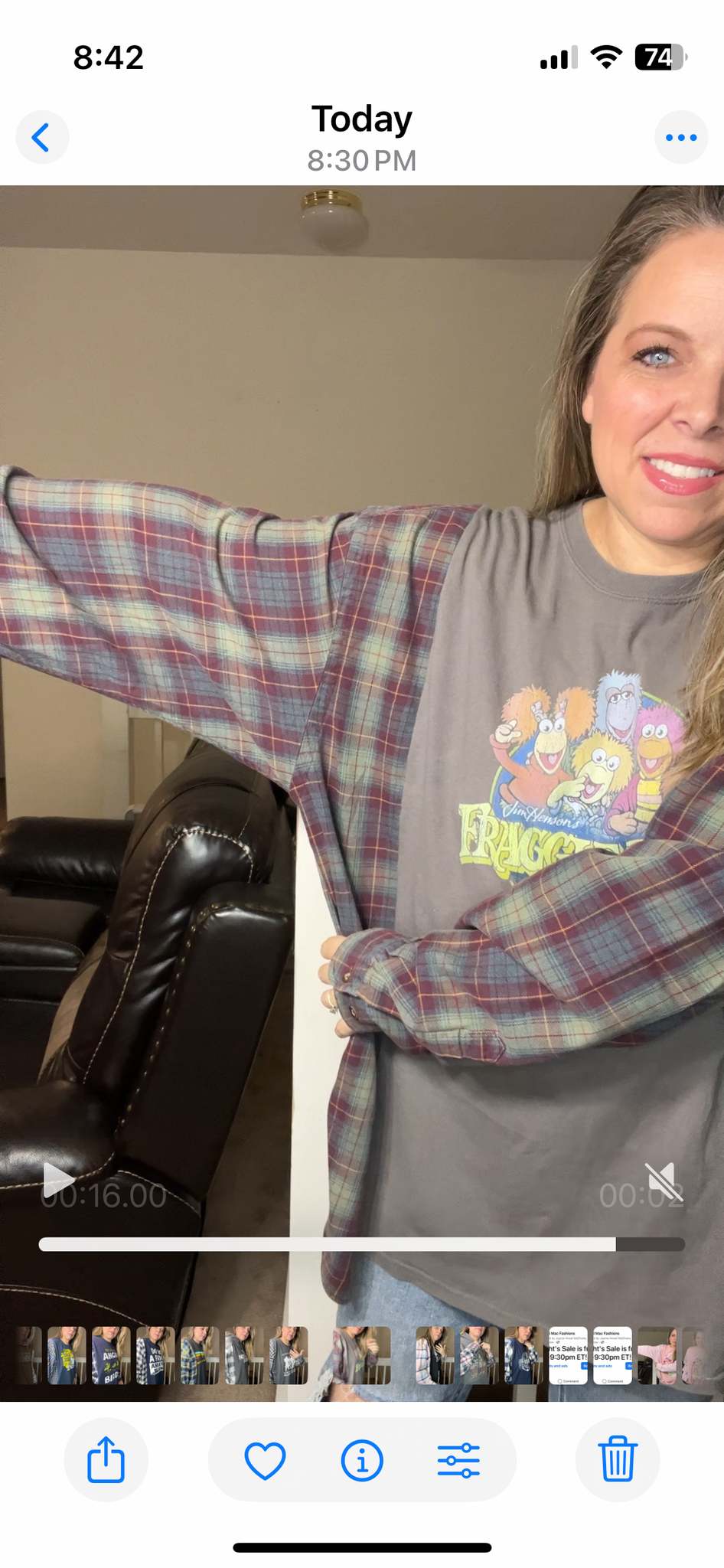 Upcycled Fraggle rock – women’s 3X T-shirt with flannel sleeves