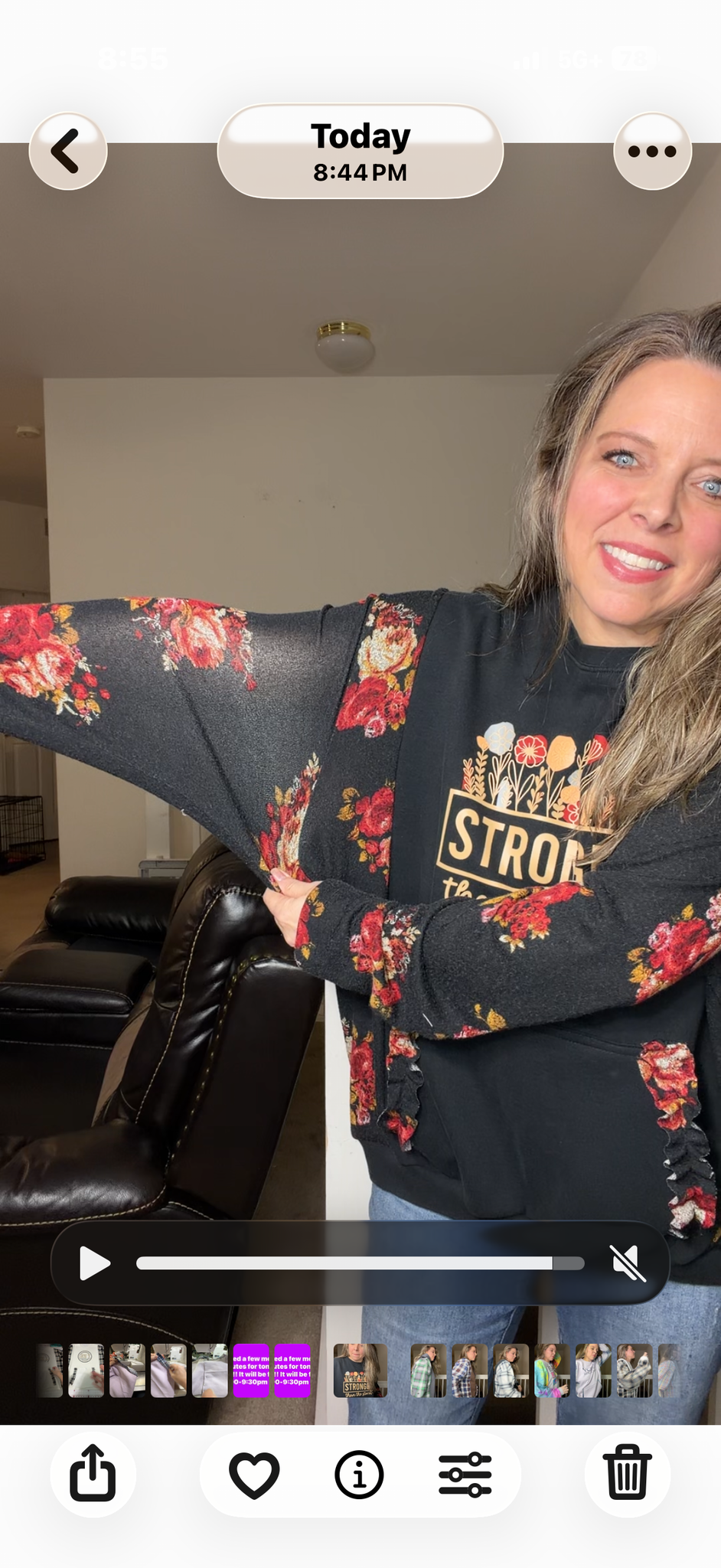 Upcycled Stronger - women's 2X midweight sweatshirt with knit stretch sleeves