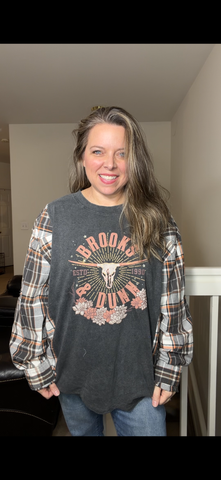 Upcycled Brooks and Dunn - women's 2X T-shirt with cotton sleeves