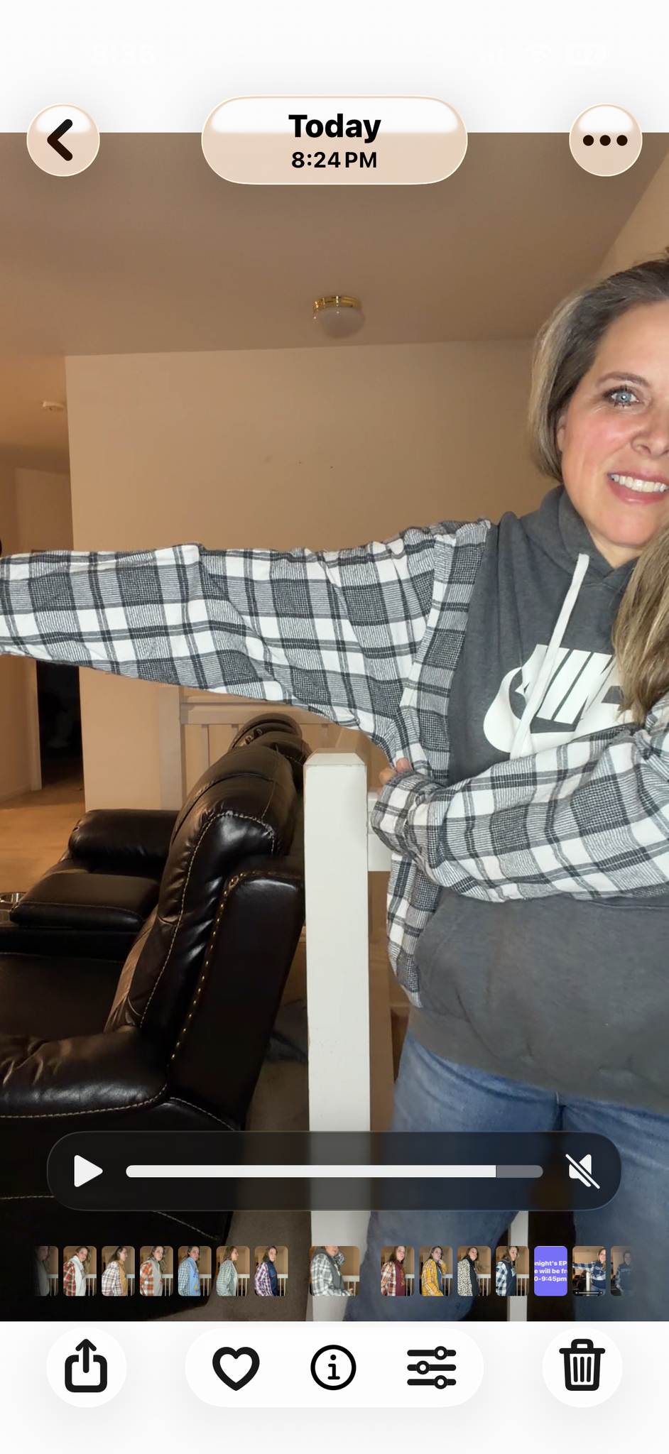 Upcycled Nike - women's large/XL midweight sweatshirt with flannel sleeves