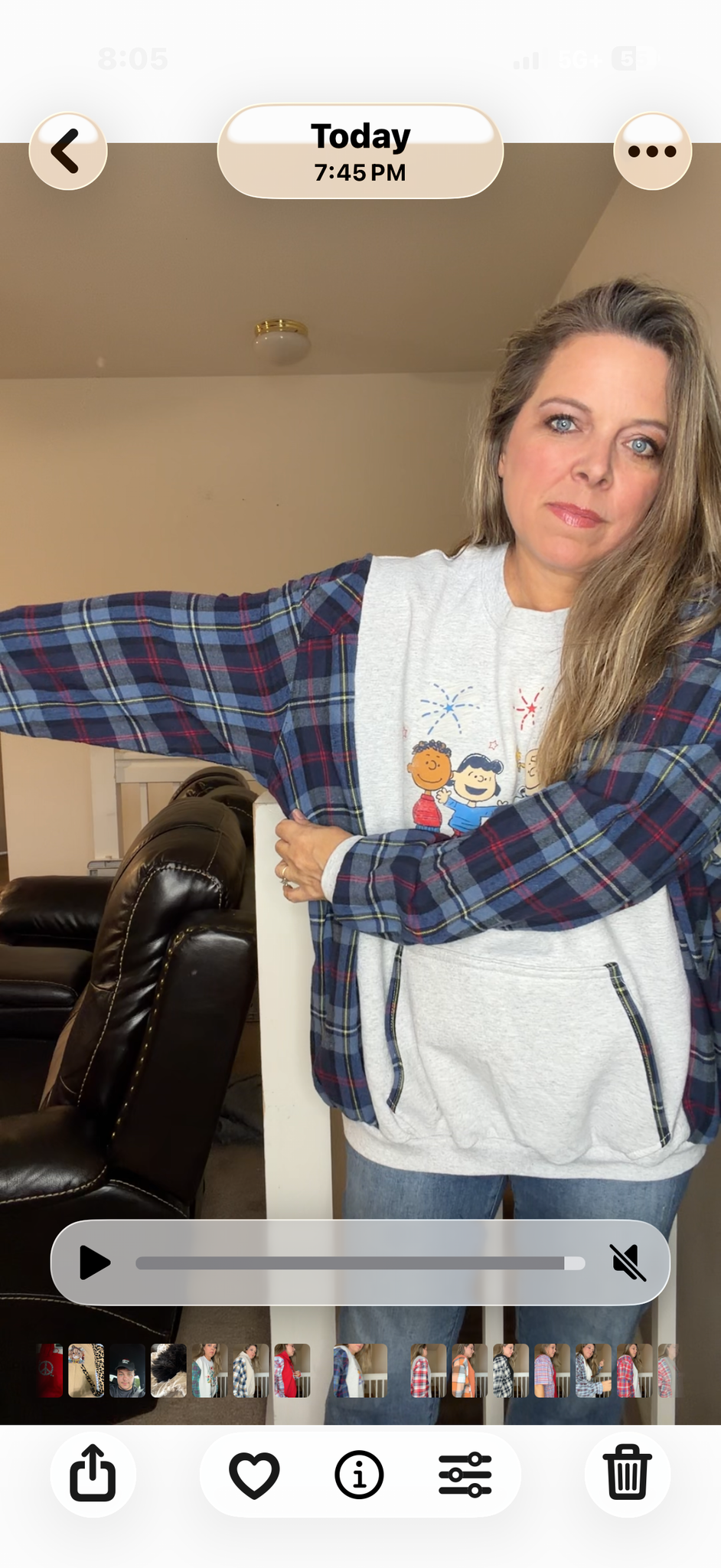 Upcycled Peanuts USA - women's 2X midweight sweatshirt with flannel sleeves ￼