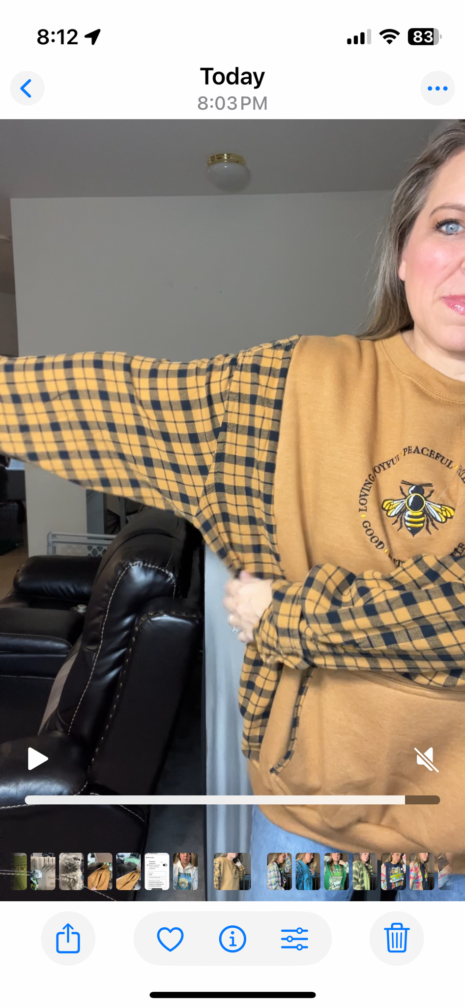 Upcycled ￼Bee - Women’s 3X midweight sweatshirt with flannel sleeves