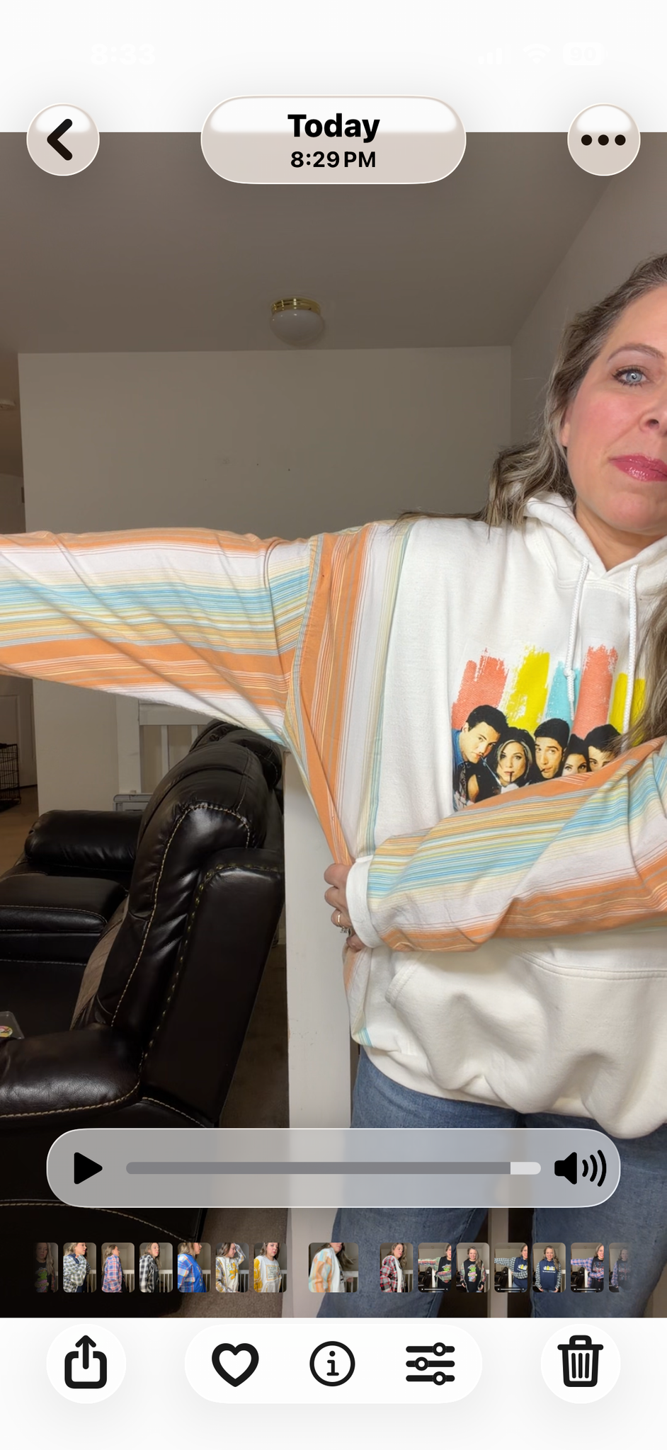 Upcycled Friends - women's 3X/4X midweight sweatshirt with stretch cotton sleeves