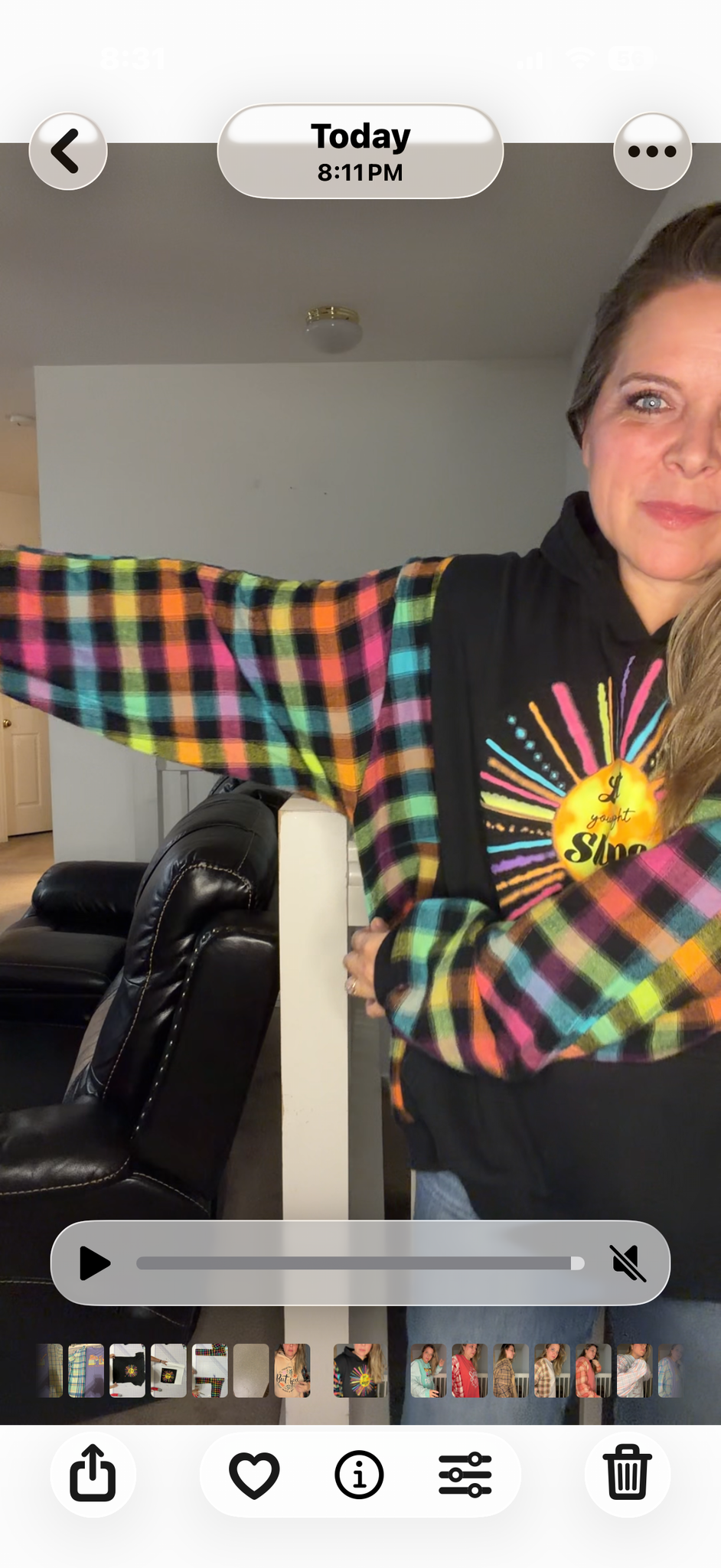 Upcycled Shine - women's 2X midweight sweatshirt with flannel sleeves