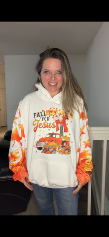 Upcycled Fall Jesus - women's 4X/5X midweight sweatshirt with stretchy sleeves