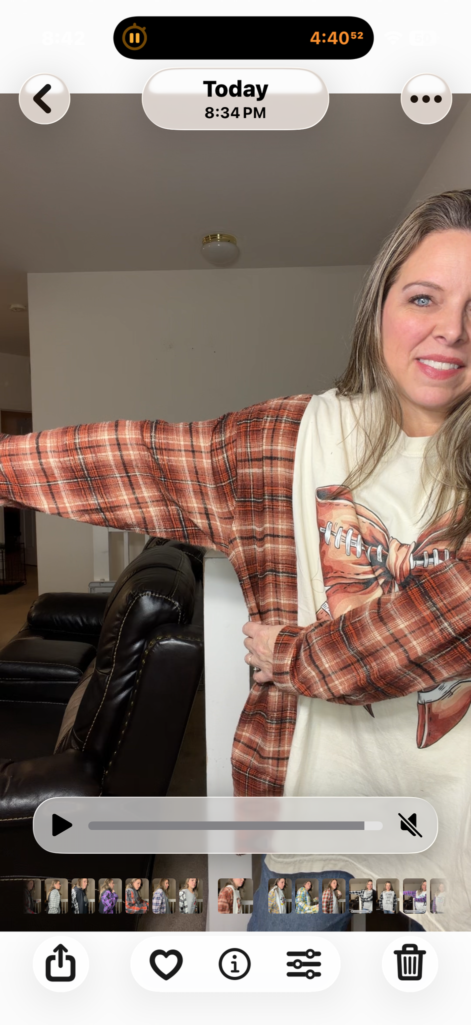 Upcycled Football Bow - women's 4X T-shirt with flannel sleeves