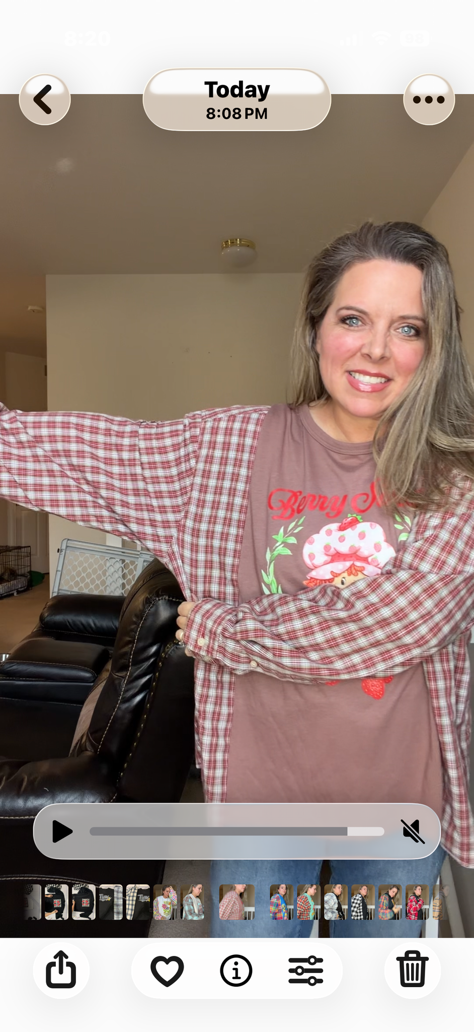 Upcycled Strawberry Shortcake- women's XL/1X T-shirt with cotton sleeves