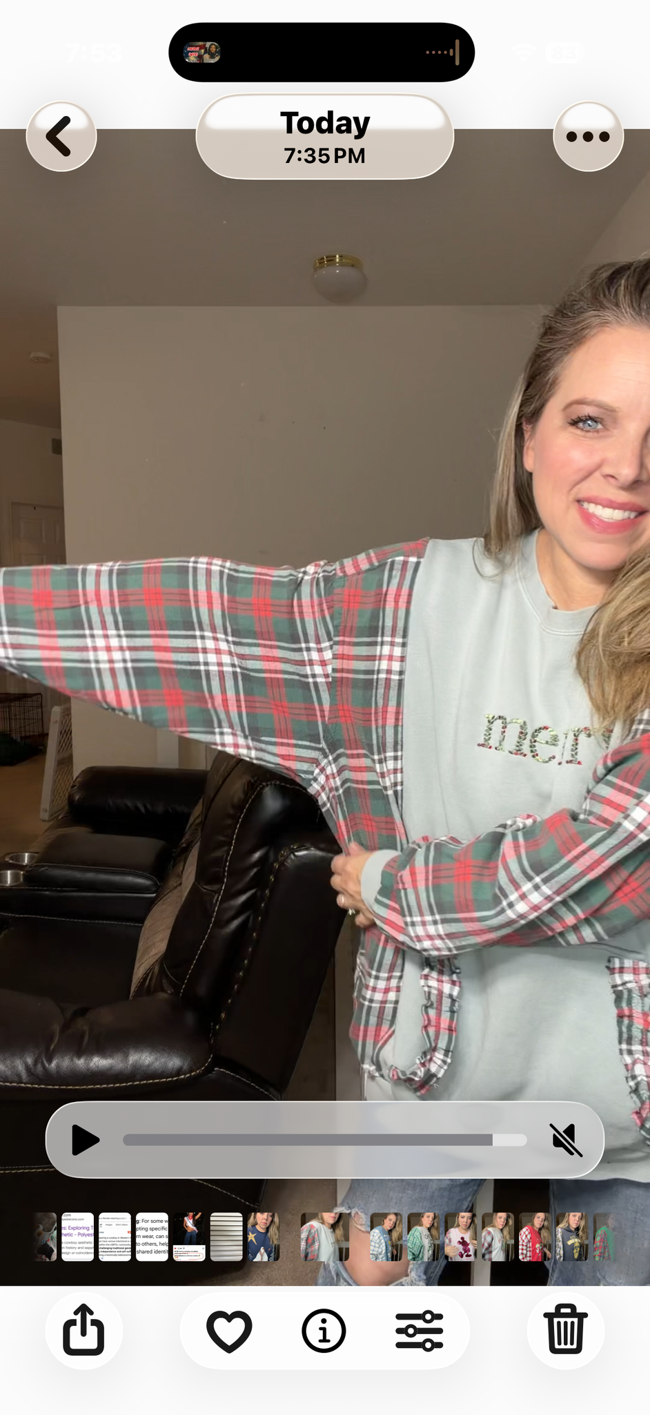 Upcycled Merry – women's 2X/3X midweight sweatshirt with flannel sleeves ￼