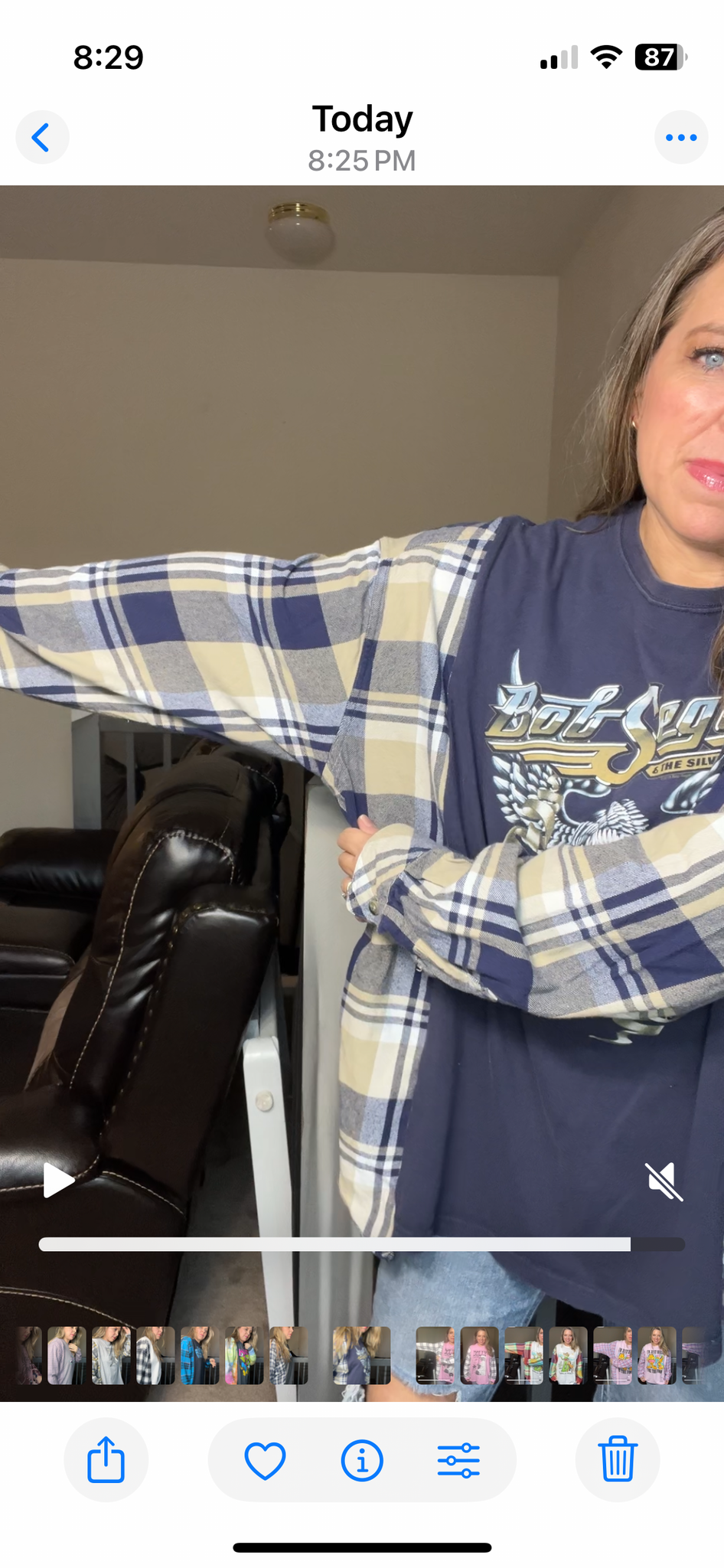 Upcycled Bob Seger - women's 3X T-shirt with flannel sleeves