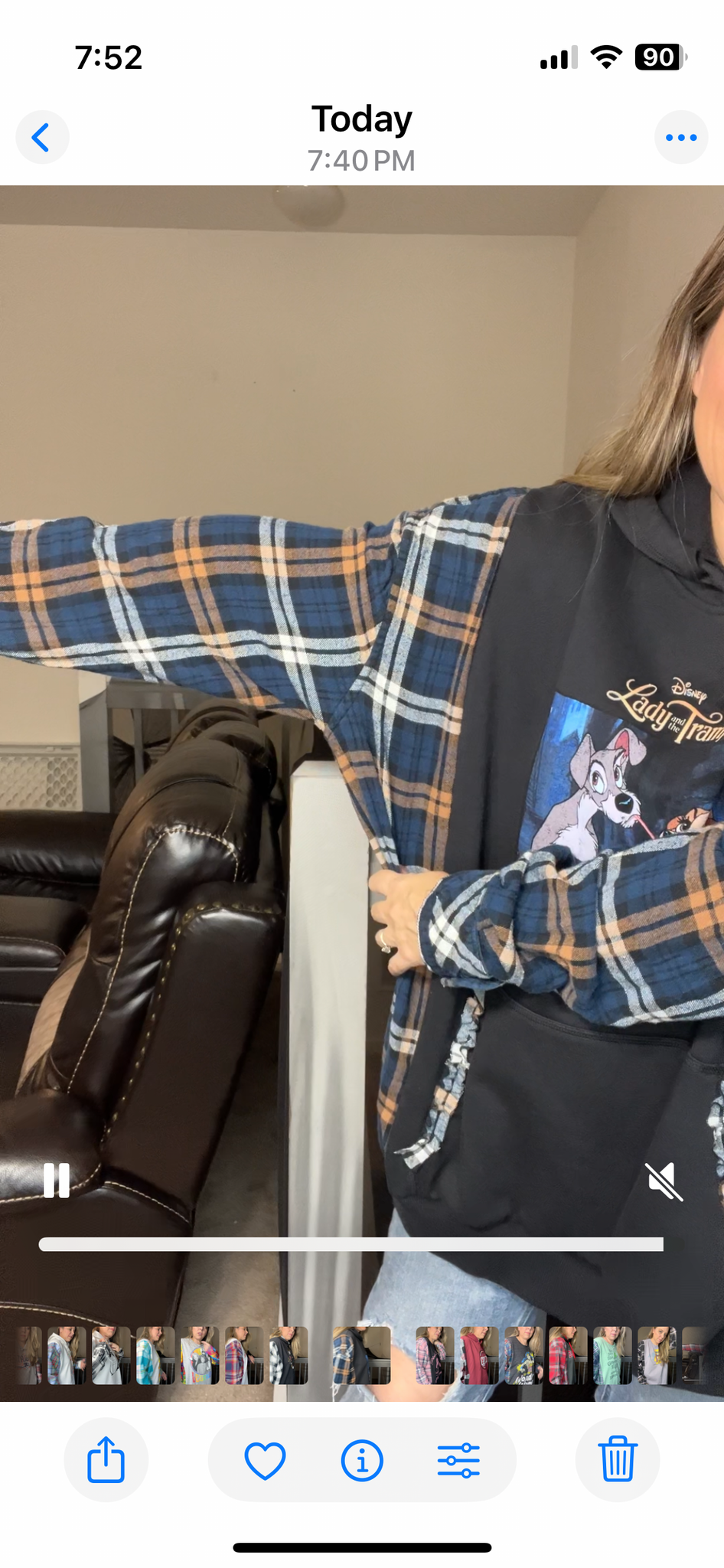 Upcycled Lady and tramp – women’s 5X midweight sweatshirt with flannel sleeves