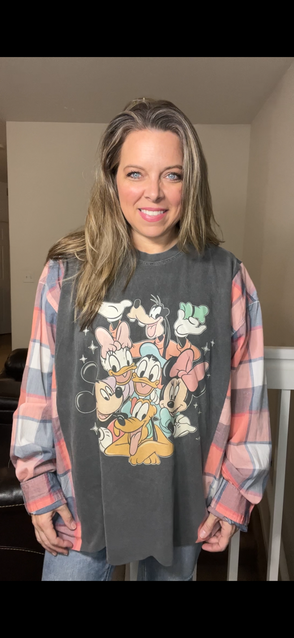 Upcycled Mickey Mouse – women’s 3X T-shirt with cotton sleeves