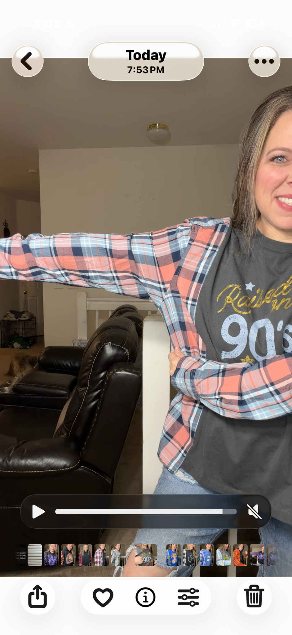 Upcycled 90's Country - women's XL T-shirt with flannel sleeves
