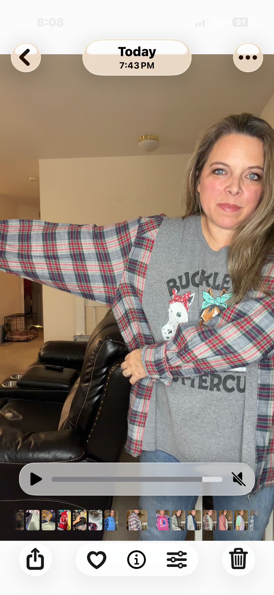 Upcycled Buttercup - woman's 1X t-shirt with flannel sleeves