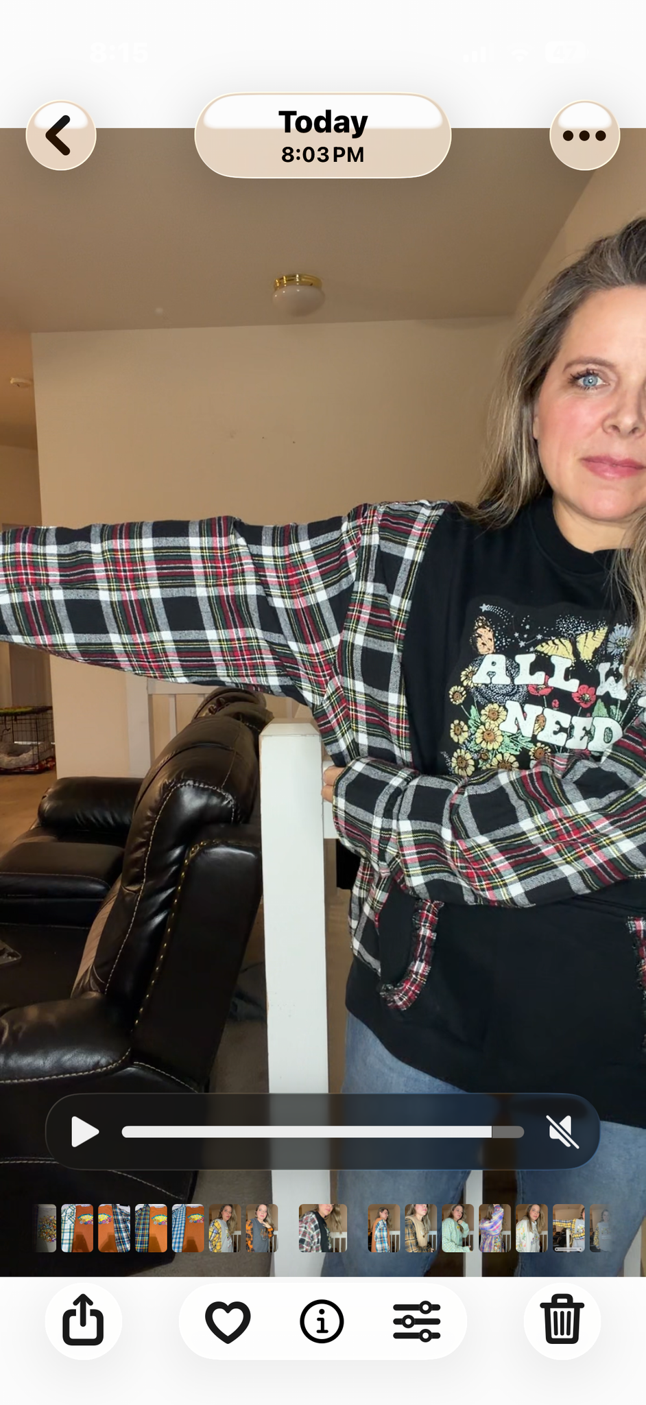 Upcycled Need Love - women's 2X midweight sweatshirt with flannel sleeves ￼