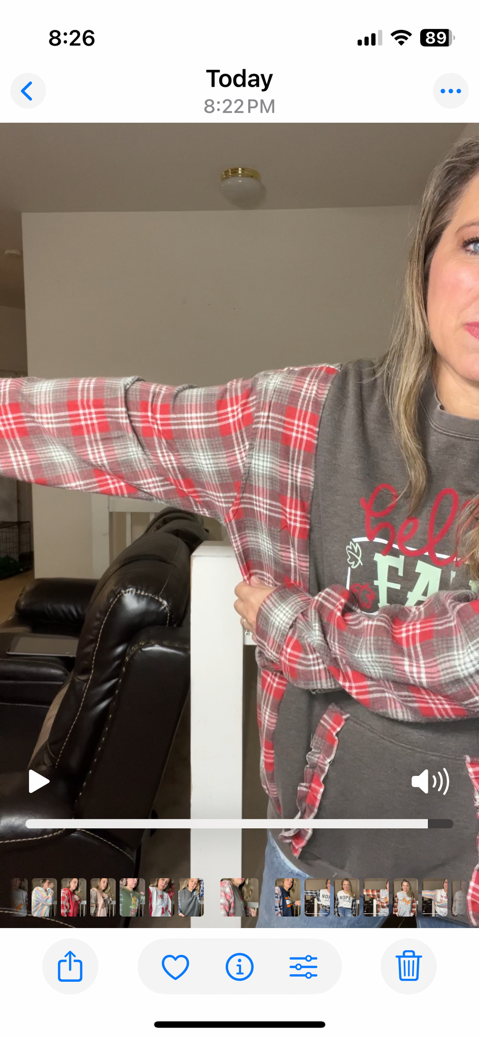 Upcycled Fall – women’s 1X/2X midweight sweatshirt with flannel sleeves
