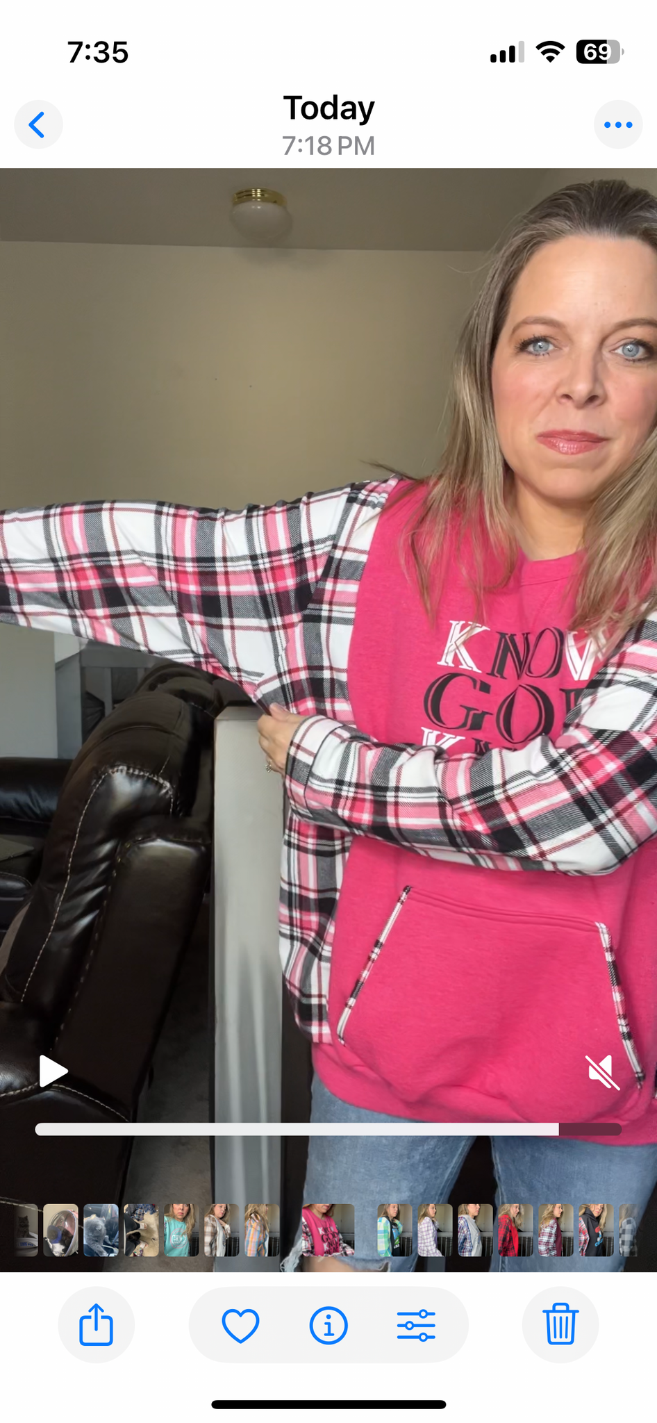 Upcycled Know God – women’s 1X/2X midweight sweatshirt with flannel sleeves
