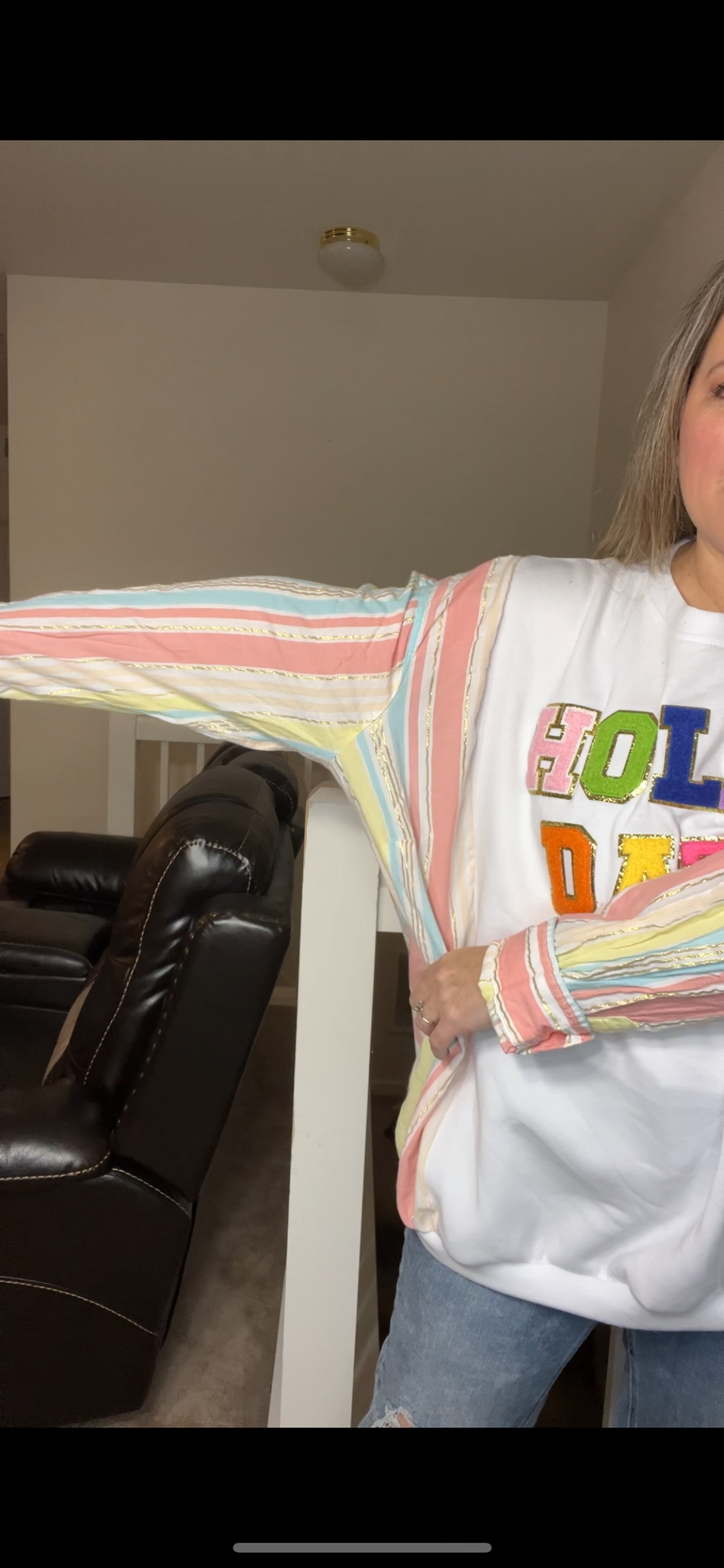 Upcycled Holla Daze - Women’s 2X – midweight sweatshirt with thin cotton sleeves