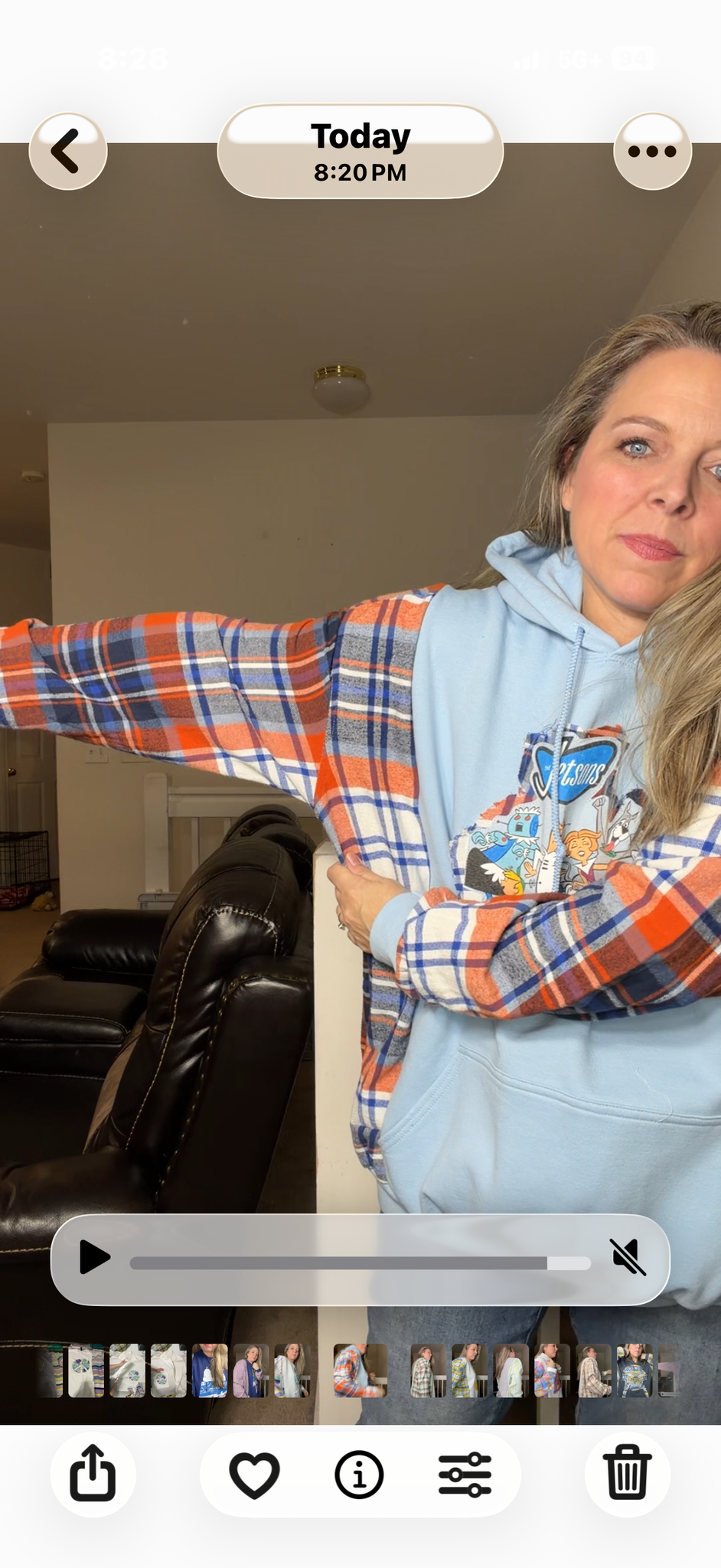 Upcycled Jetsons - women's 2X/3X midweight sweatshirt with flannel sleeves
