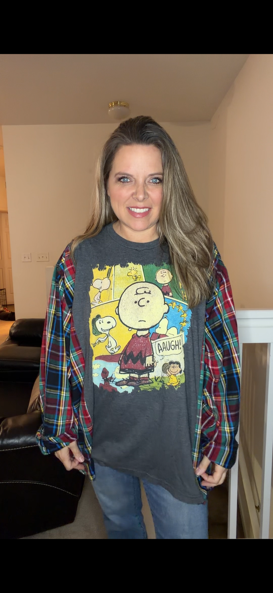 Upcycled Charlie B - women's 4X T-shirt with cotton sleeves
