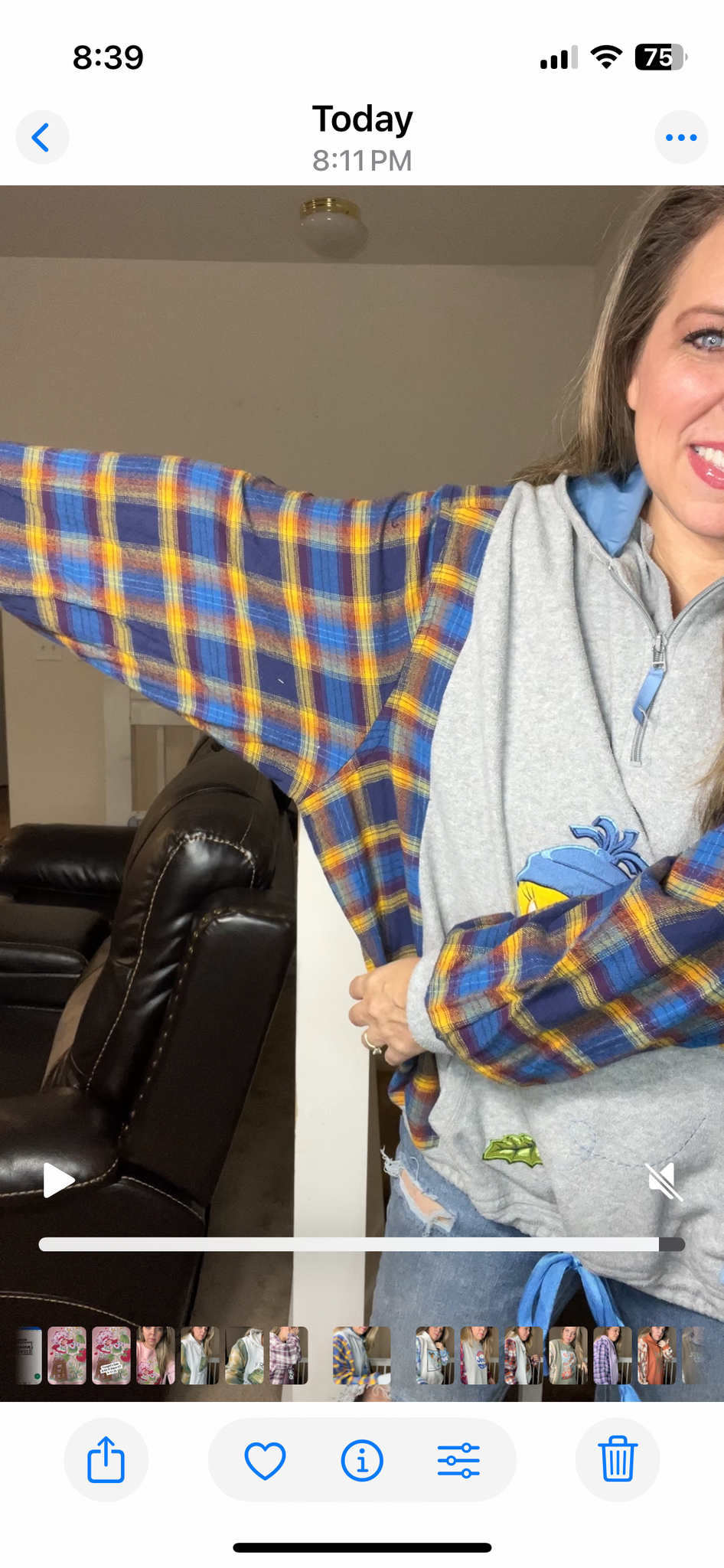 Upcycled Tweety – women’s 3X fleece sweatshirt with flannel sleeves￼