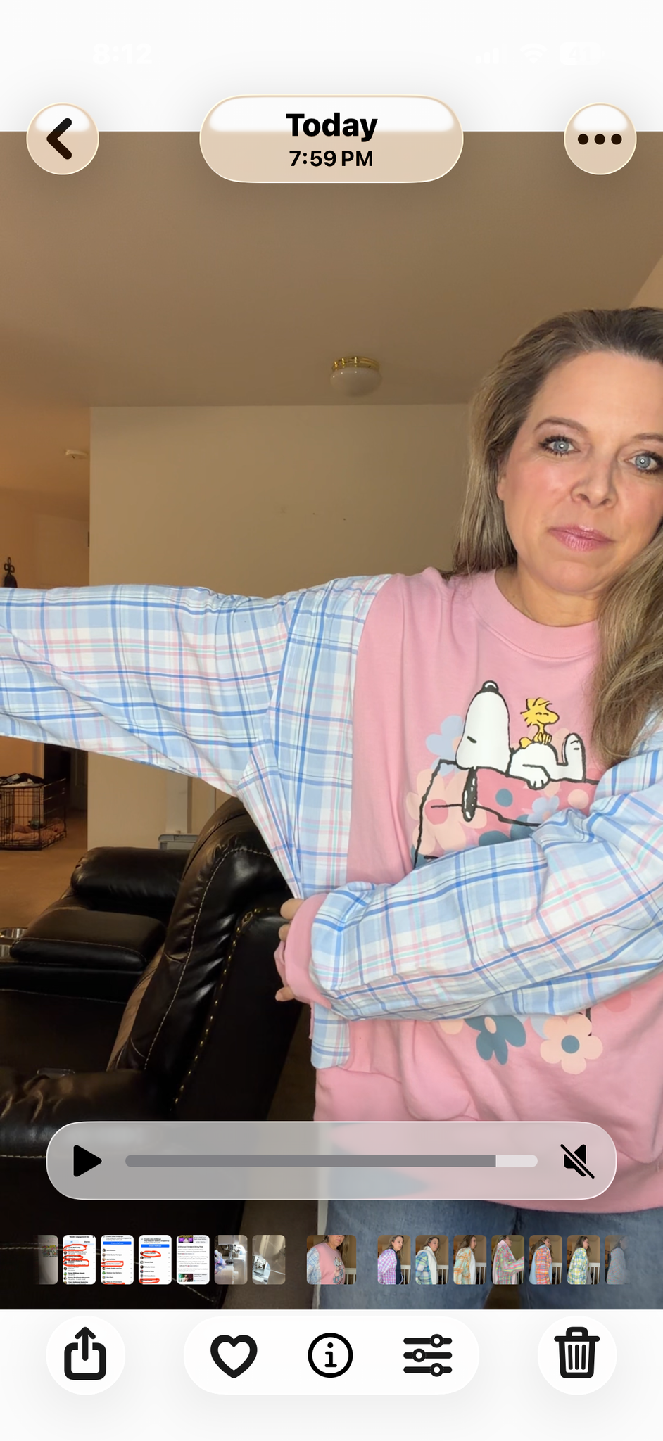 Upcycled Snoopy - women's 1X French Terry Sweatshirt with cotton sleeves