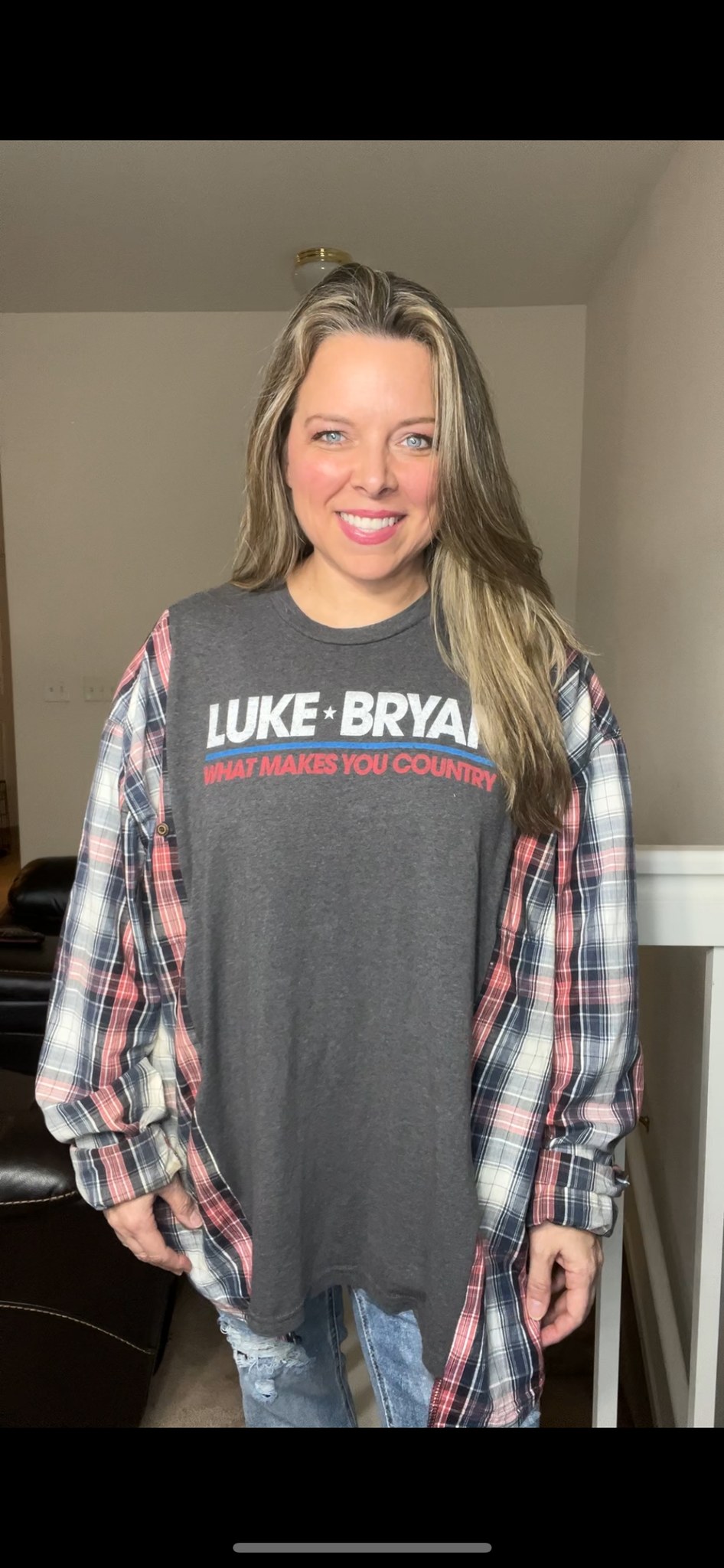 Upcycled Luke Bryan – women’s 3X T-shirt with cotton sleeves￼