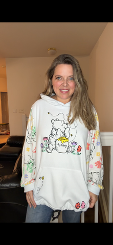 Upcycled Pooh - women's 3X midweight sweatshirt with stretchy sleeves