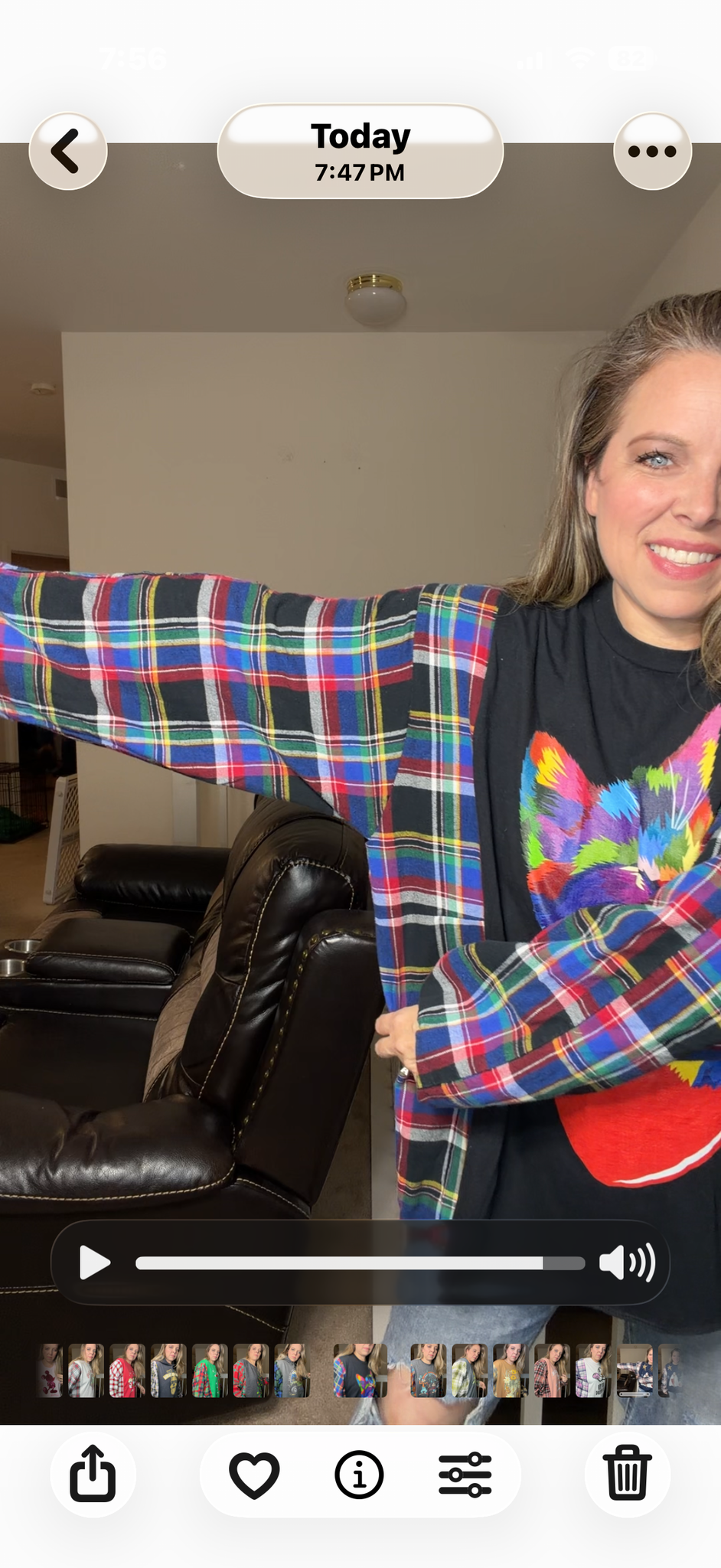 Upcycled Cat – women's 2X T-shirt with flannel sleeves ￼