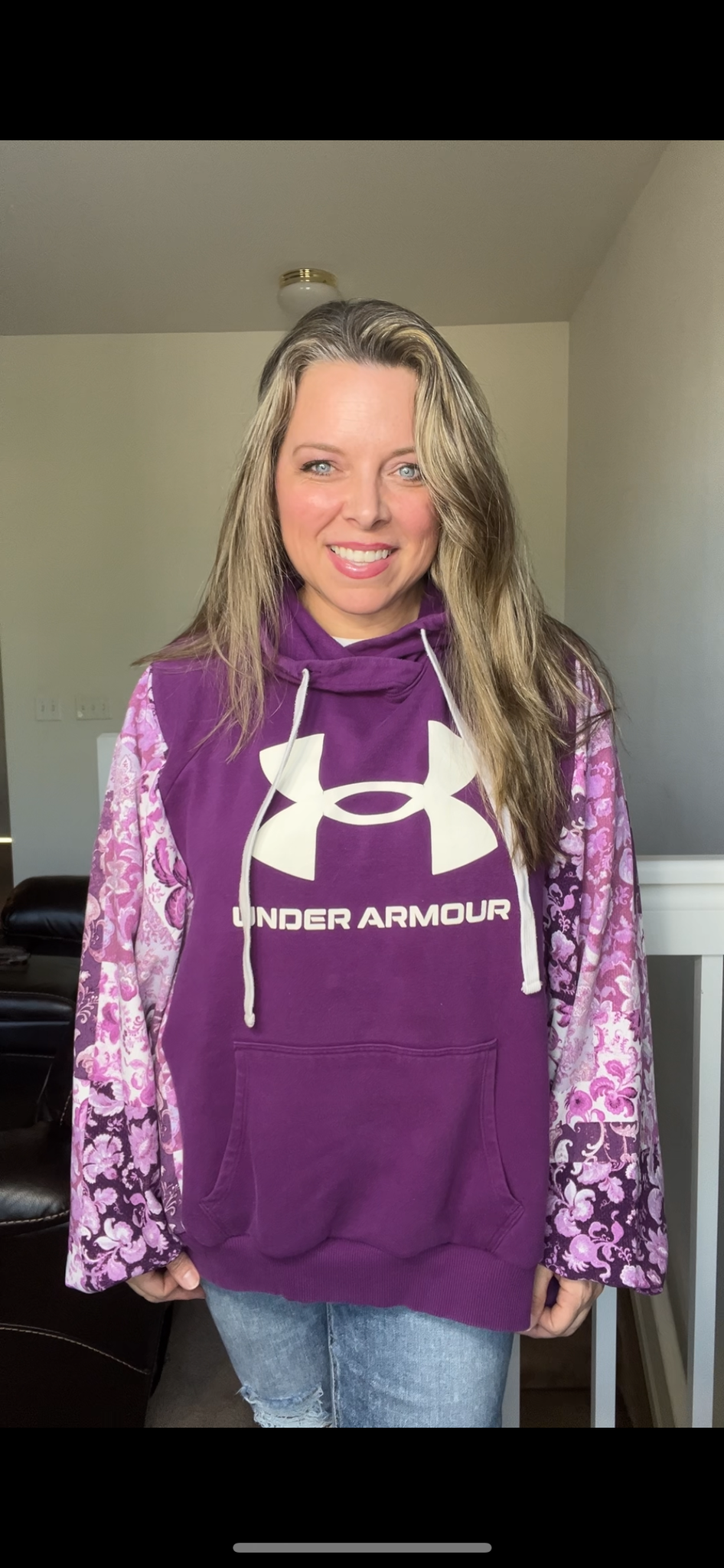 Upcycled Purple UA – women’s XL/1X – midweight sweatshirt with soft, stretchy sleeves￼