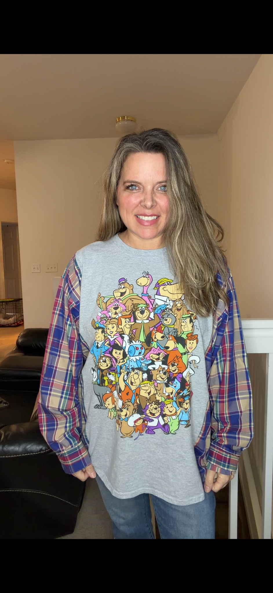 Upcycled Cartoons - women's 1X/2X T-shirt with thin cotton sleeves