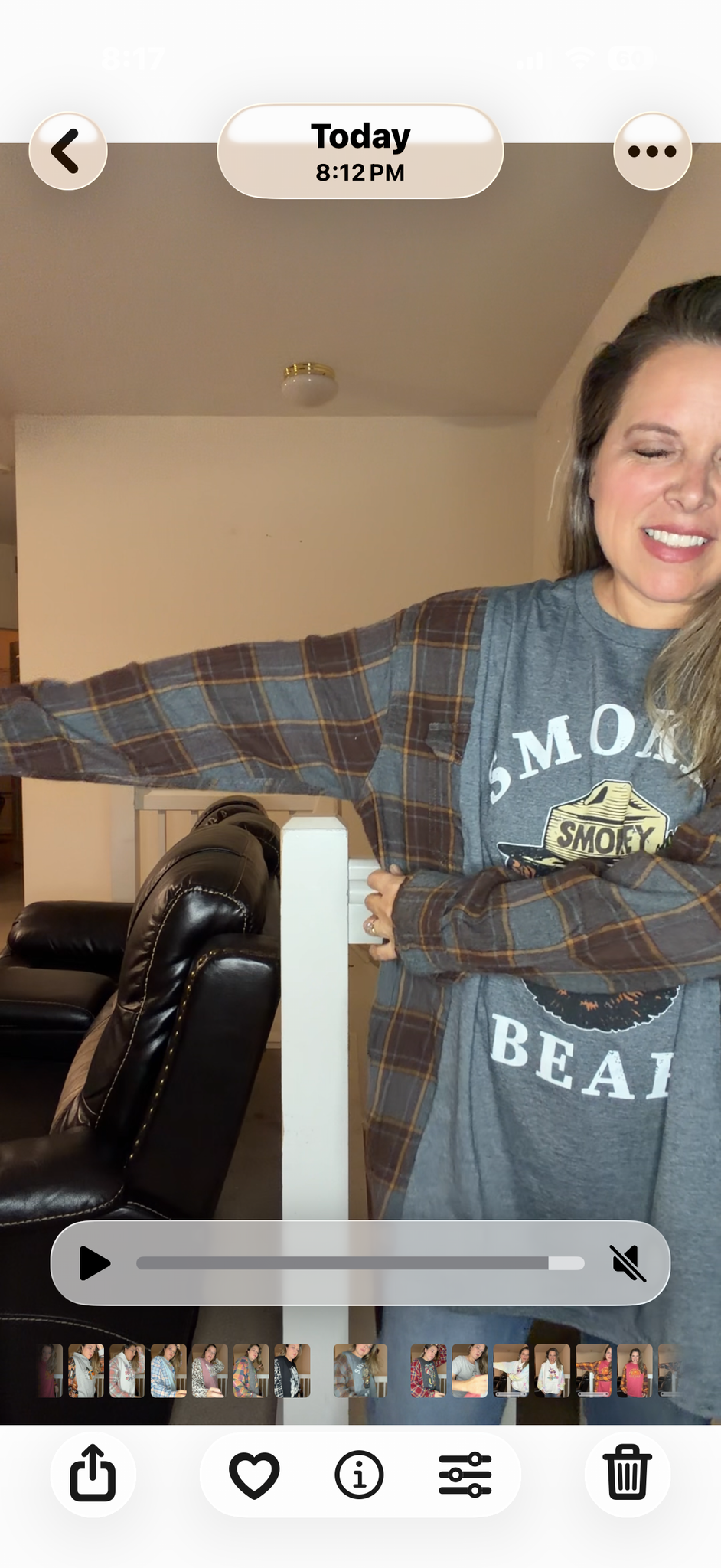 Upcycled Smokey - women's 2X long T-shirt with flannel sleeves