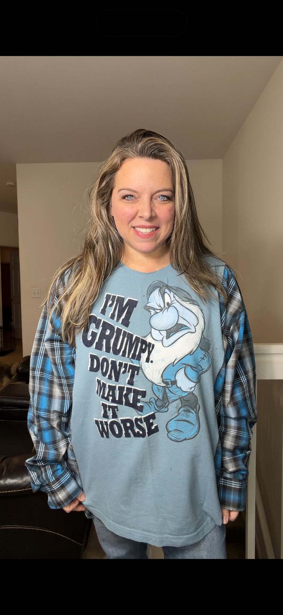 Upcycled Grumpy - women's 3X T-shirt with cotton sleeves