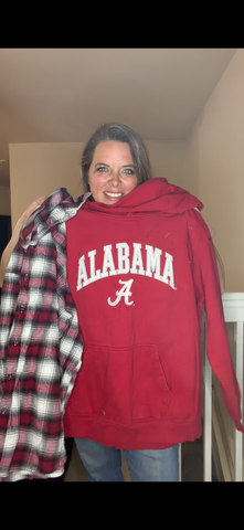 Upcycled Alabama - pick size between XS/4X midweight Sweatshirt with flannel sleeves