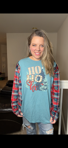 Upcycled ho ho ho – women's 3X T-shirt with stretchy sleeves ￼