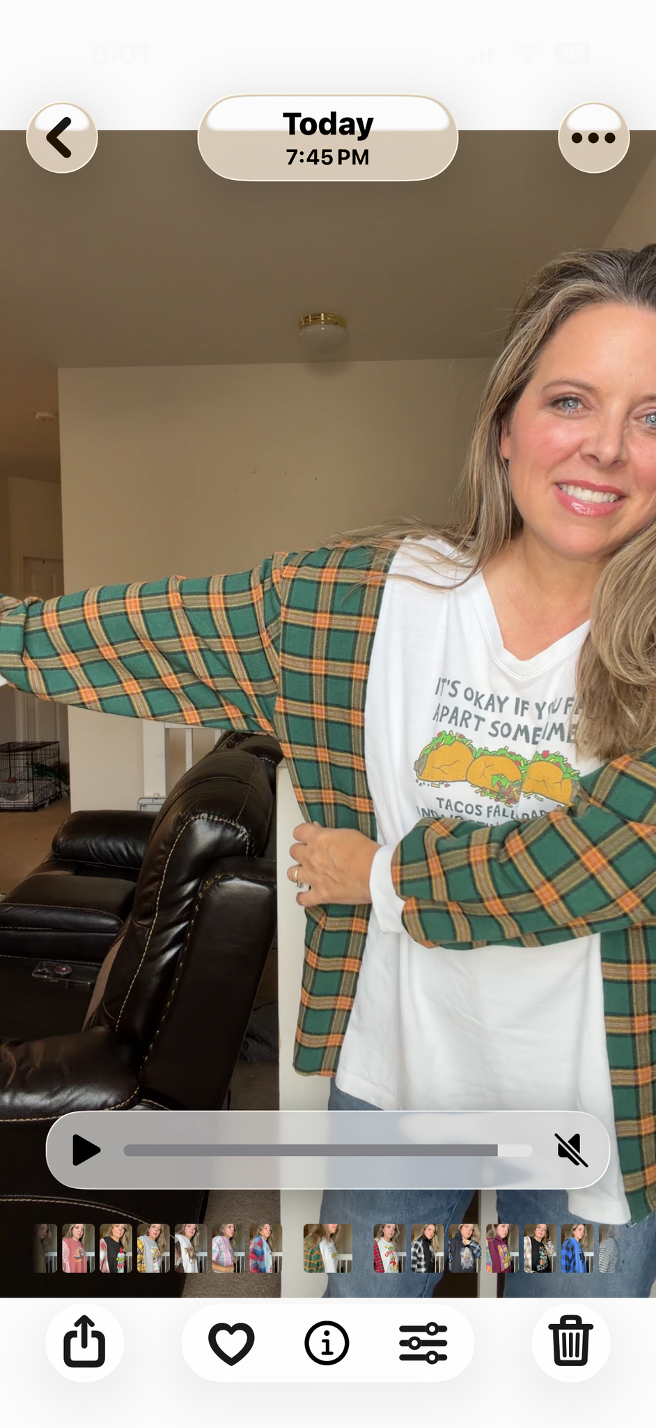 Upcycled Tacos - women's medium T-shirt with flannel sleeves