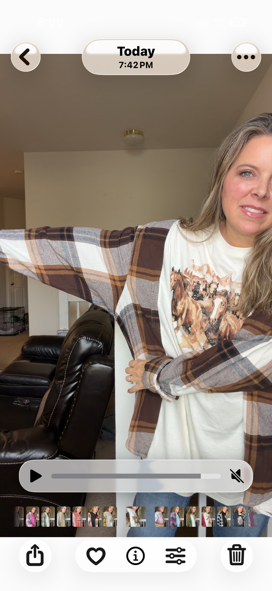 Upcycled Horses - women's 5X T-shirt with flannel sleeves ￼