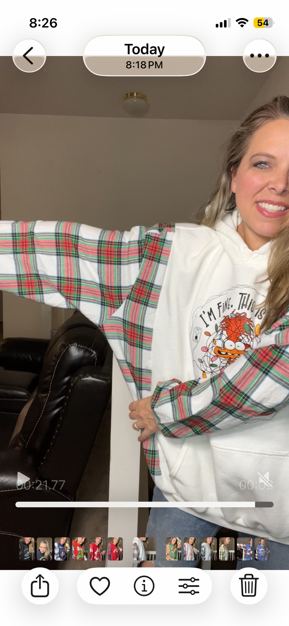 Upcycled I’m fine – women’s 3X/4X midweight sweatshirt with flannel sleeves