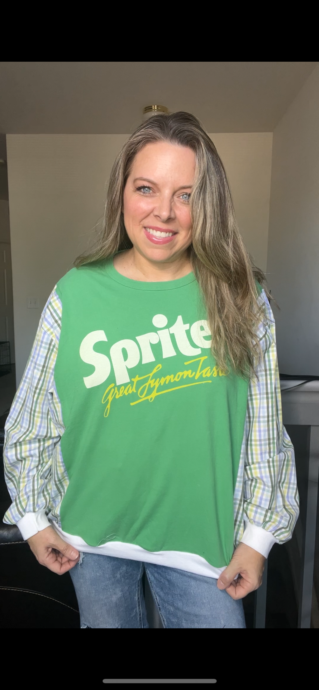 Upcycled Sprite – women’s large/XL T-shirt with cotton sleeves
