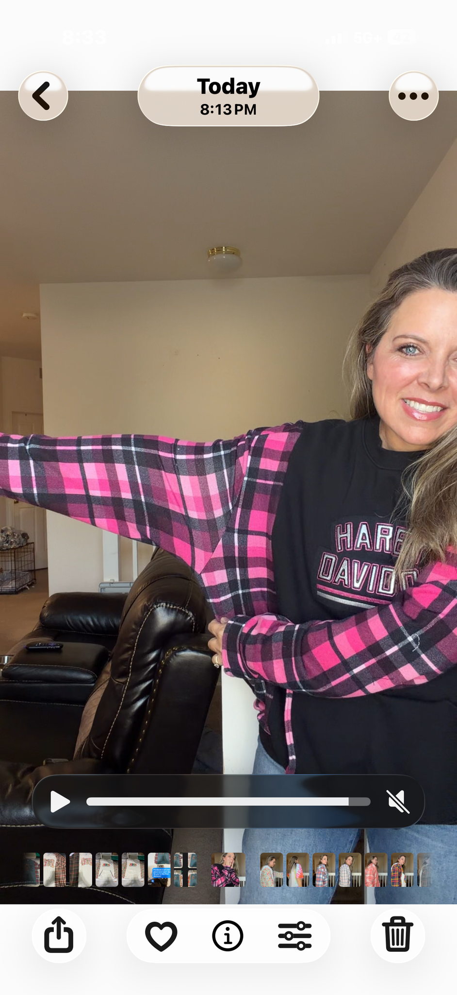 Upcycled Harley - women's XL/1X midweight sweatshirt with stretch sleeves