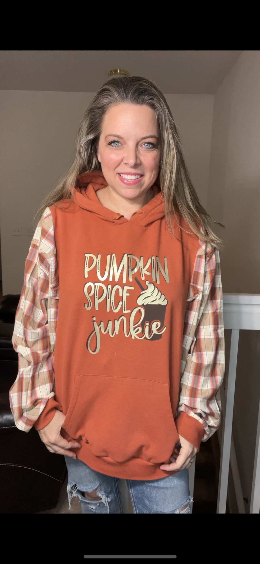 Upcycled Pumpkin spice – women’s 3X/4X midweight sweatshirt with cotton sleeves