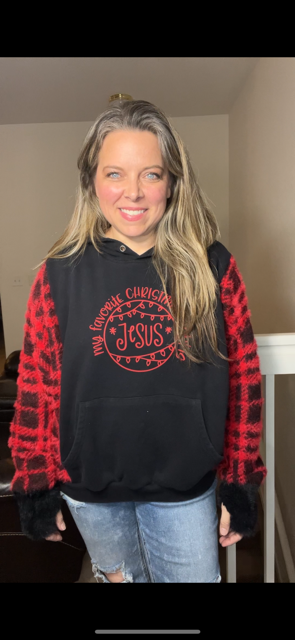 Upcycled Jesus – women’s large – midweight sweatshirt with soft sweater sleeves