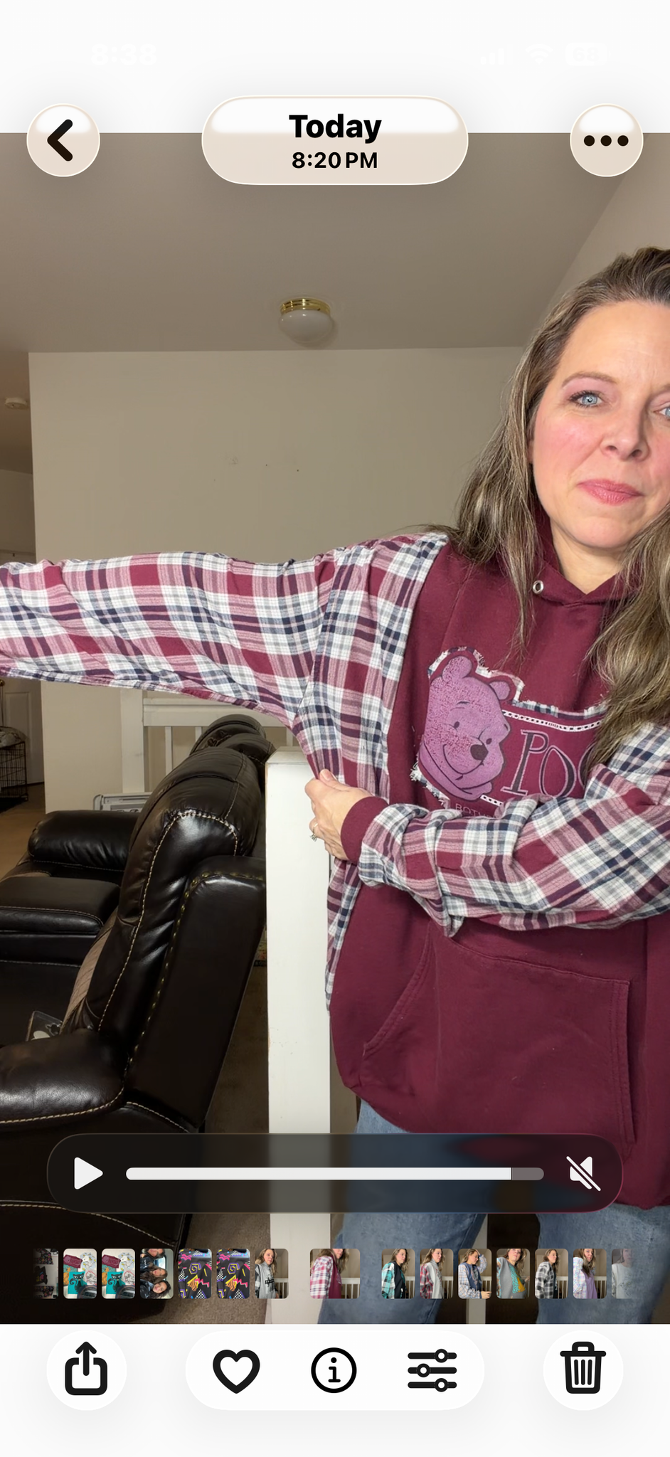 Upcycled Pooh - women's 2X/3X midweight sweatshirt with thin flannel sleeves