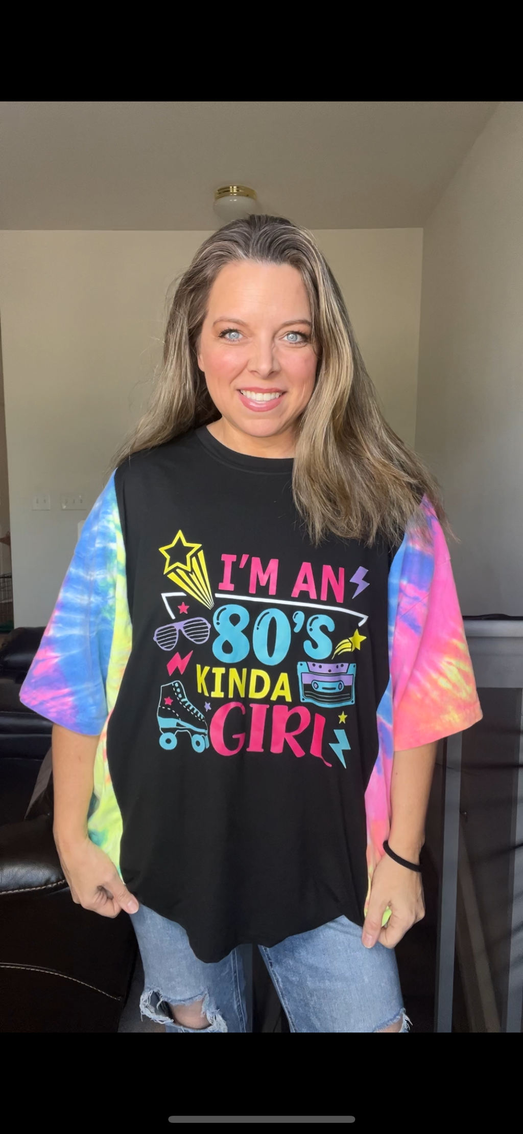 Upcycled 80s girl – women’s 3X/4X T-shirt with T-shirt sleeves